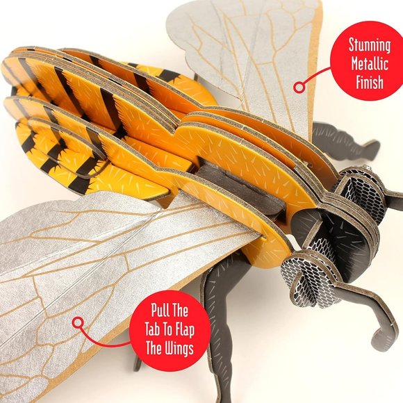 NEW DIY HONEY BEE MODEL Flapping Wing Eco Friendly Cardboard Craft Kit 3D Puzzle - Picture 8 of 16